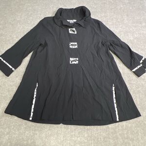 Peter Nygard Women’s Small Black Polkadot Kimono Jacket Toggle Button 3/4 Sleeve